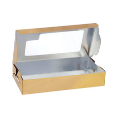 صندوق حلوى ذهبي مع نافذة 250 قطعة 15*10 سم