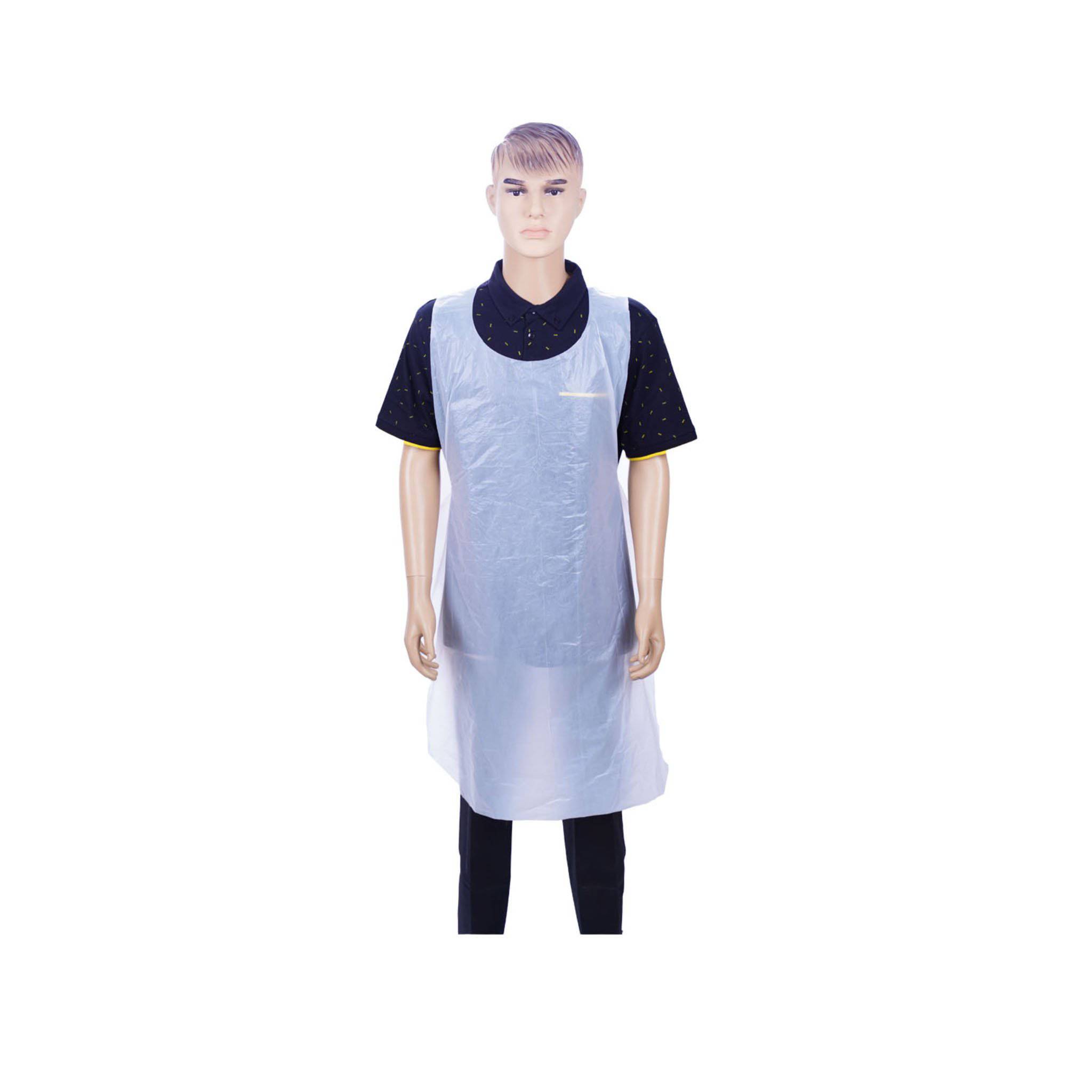Plastic Apron White 28 Inch (Width) X 46 Inch (Length)