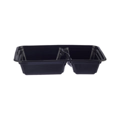 Black Base Rectangular Microwavable Compartment Container with Lids 5 Pieces - hotpack.om