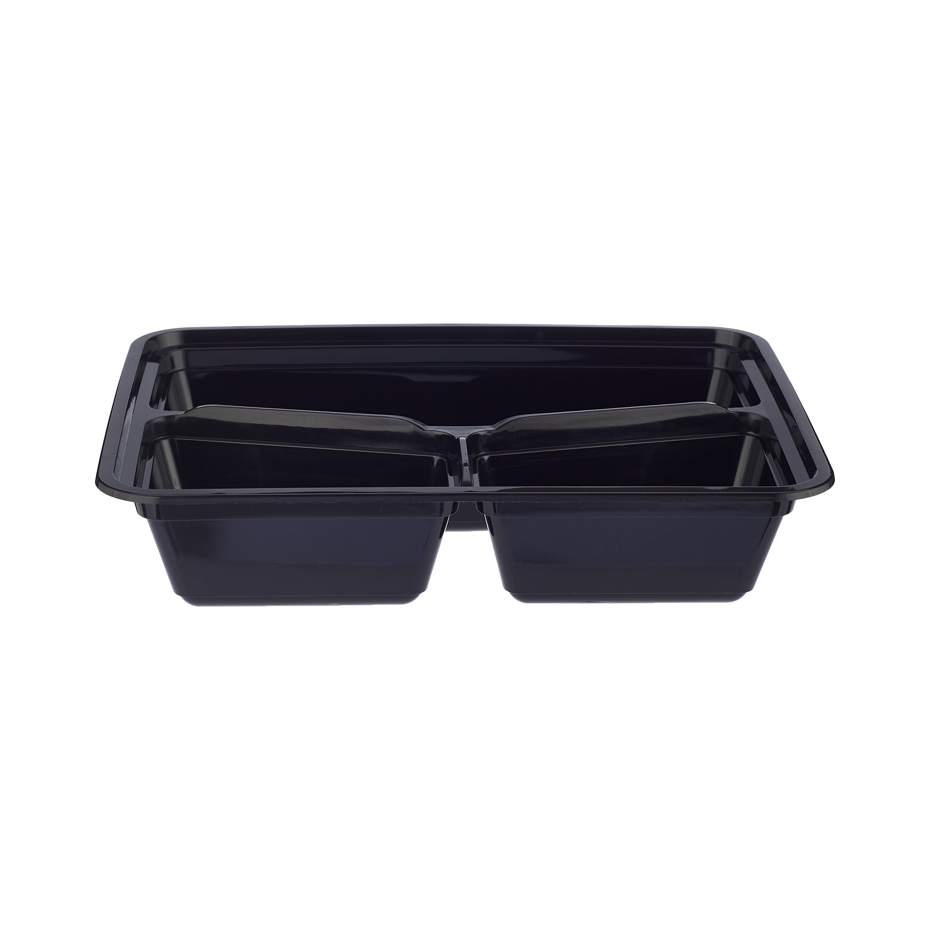 Black Base Rectangular Microwavable Compartment Container with Lids 5 Pieces - hotpack.om