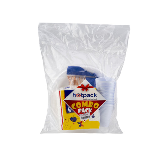 مجموعة مؤلفة من (25 طبق فلين + مناديل + 50 ملعقة + 25 كوب بلاستيكي)