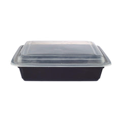 Black Base Rectangular Container 48 Oz With Lids