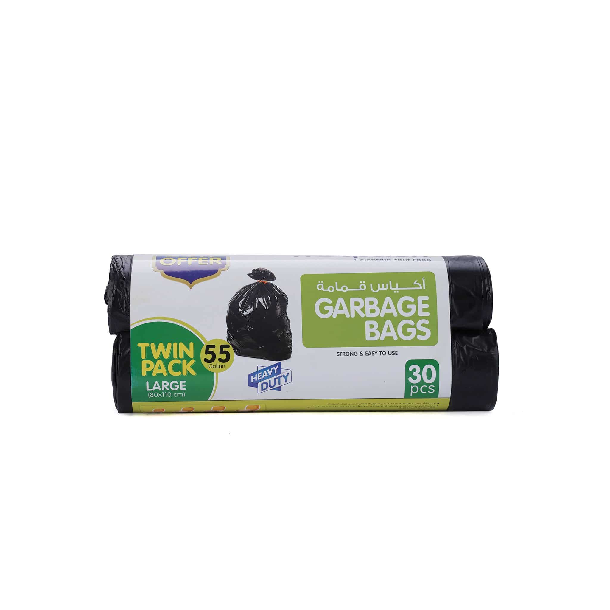 Hotpack | Twin Pack Garbage Roll Black 80x110cm 30 Gallon 25 % off Black | 30 Pieces - Hotpack Oman