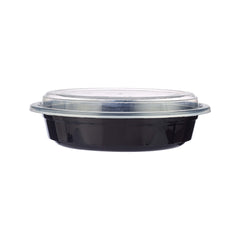 150 Pieces Black Base Round Container +Lid 16 Oz