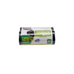 Twin Pack Garbage Roll Black 65x95cm 30 Gallon 25 % off