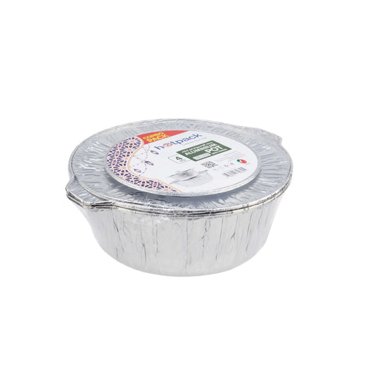 2 Pieces Each Round Aluminum Pot Container 34+25CM Combo Pack