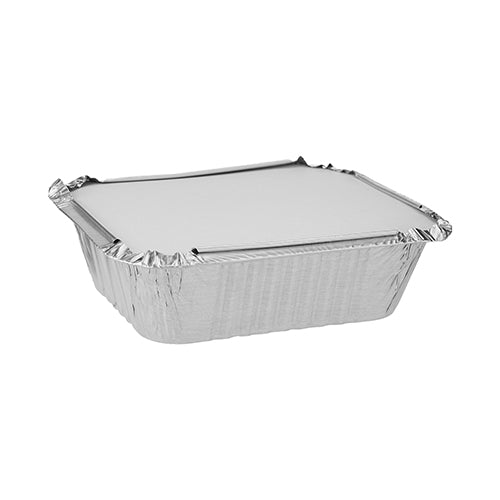 Aluminum Containers with Lid 8342 ( 420 CC ) 147 Mm Length x 122 Mm Width x 40 Mm Height | 10 Pieces - Hotpack Oman