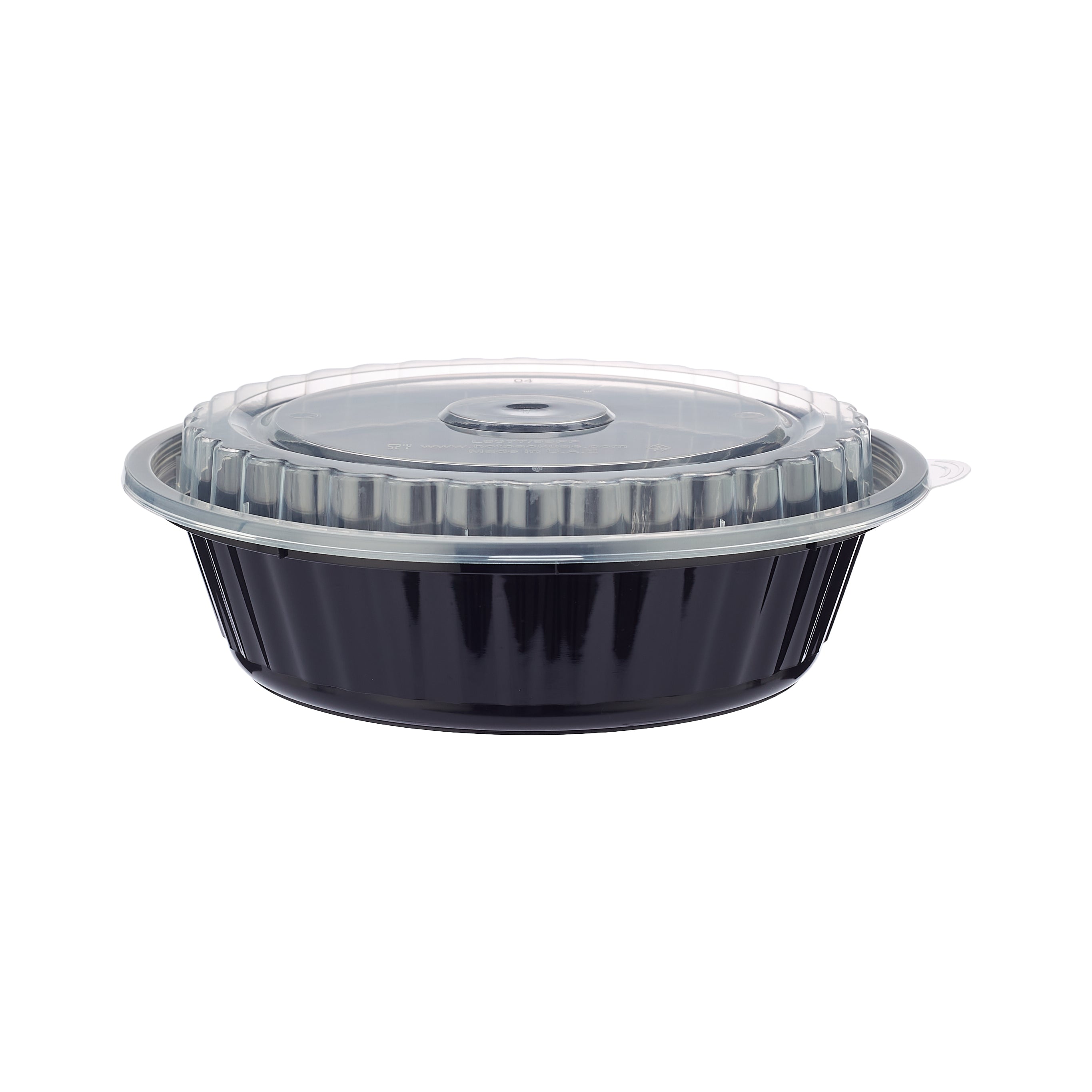 Black Base Round Ribbed Container With Lids 