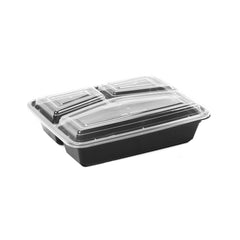 Black Base Rectangular Microwavable Compartment Container with Lids 5  Pieces - hotpack.om