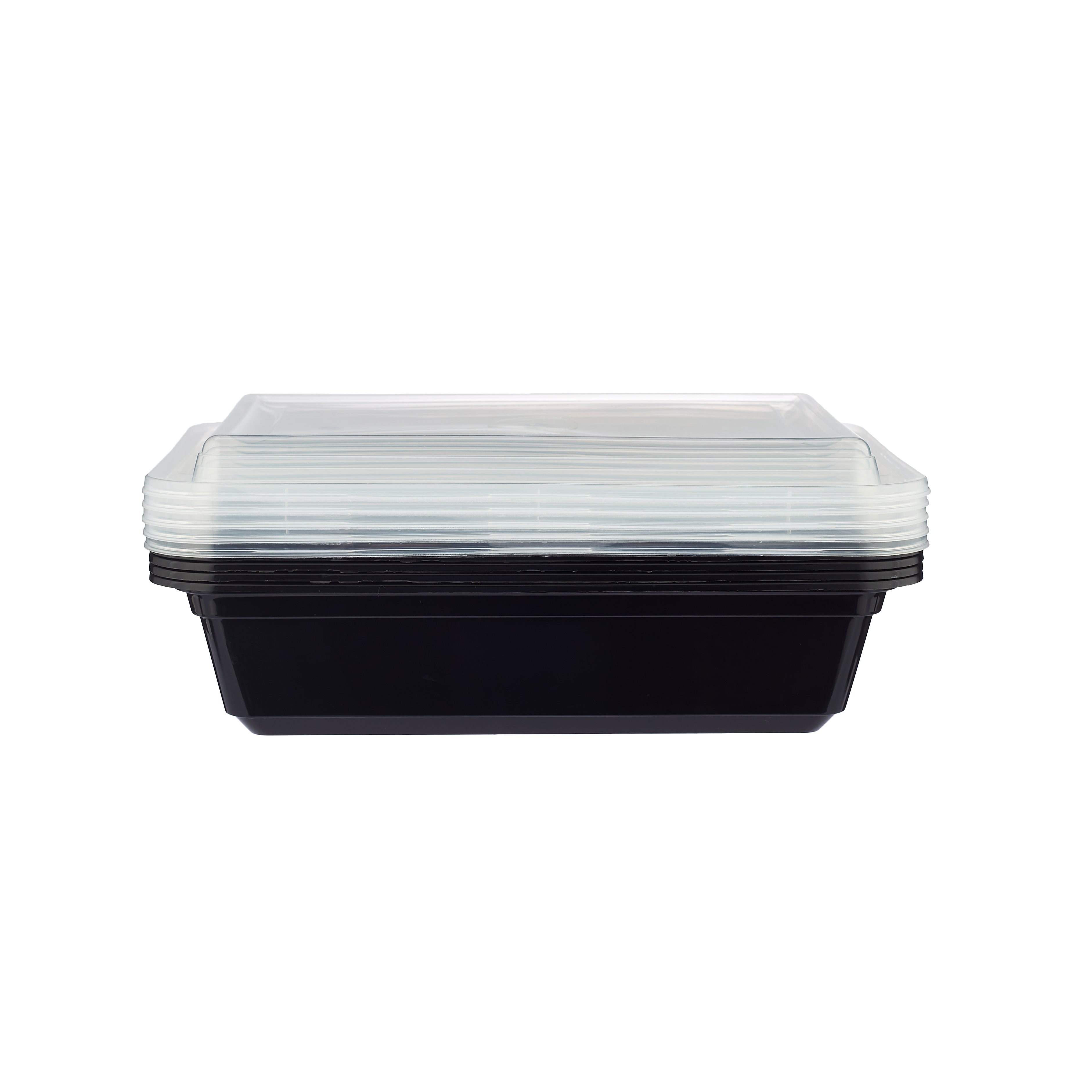 Black Base Rectangular Container With lid 5 Pieces - hotpack.om