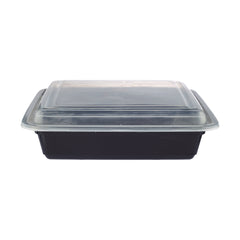 Black Base Rectangular Container With lid 5 Pieces - hotpack.om