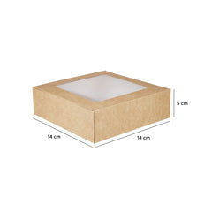 KRAFT SQUARE SALAD BOX 140 x 140 MM WITH WINDOW 250 Pieces - Hotpack Oman