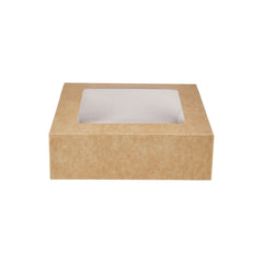 KRAFT SQUARE SALAD BOX 140 x 140 MM WITH WINDOW 250 Pieces - Hotpack Oman