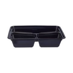 300 Pieces Black Base Rectangular 3-Compartment Container