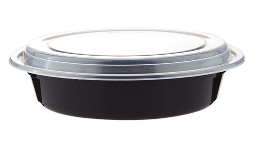 Black Base Round Container 48 oz 300 Pieces - Hotpack Oman