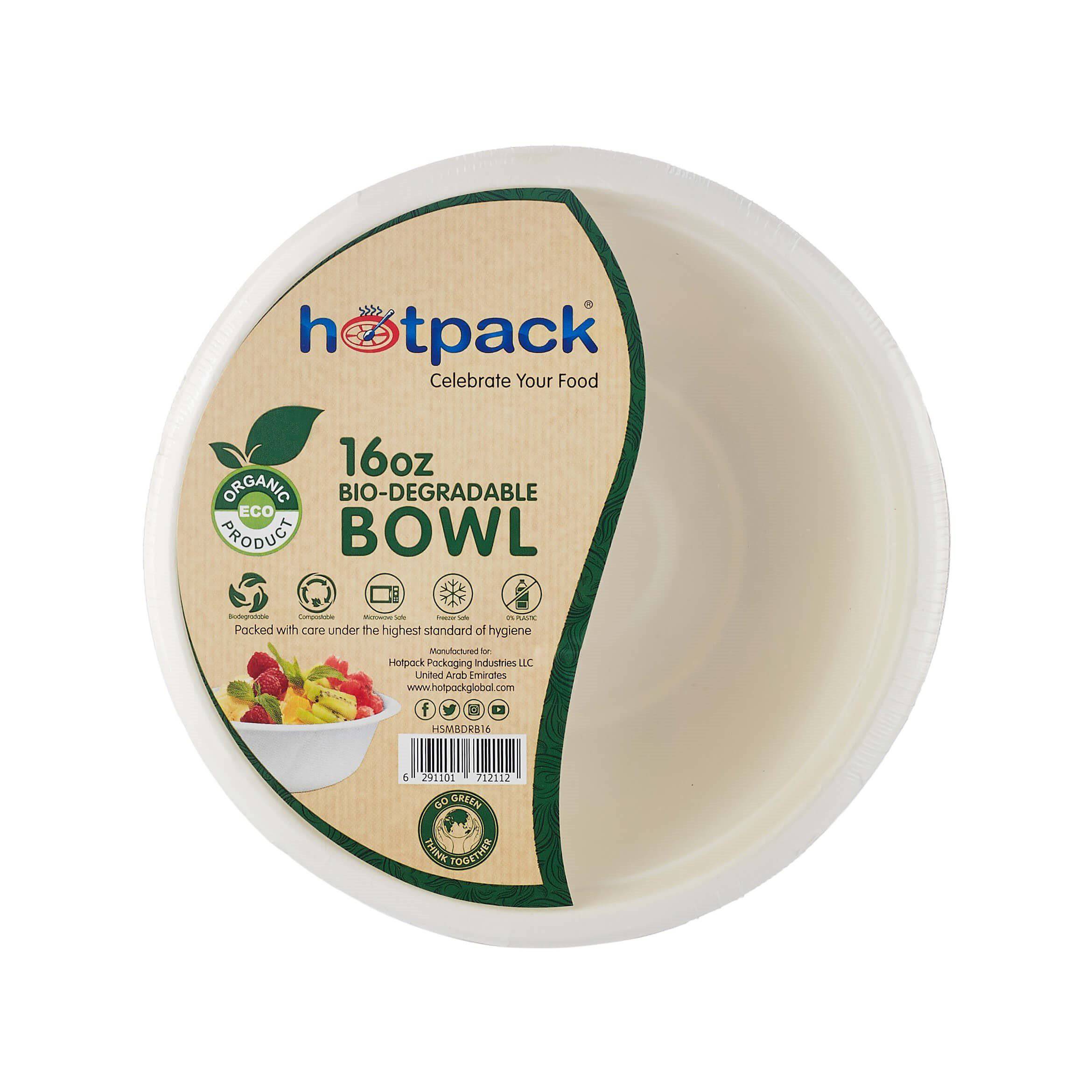 Bio-Degradable 16 Oz Bowl 600 Pieces - Hotpack Oman