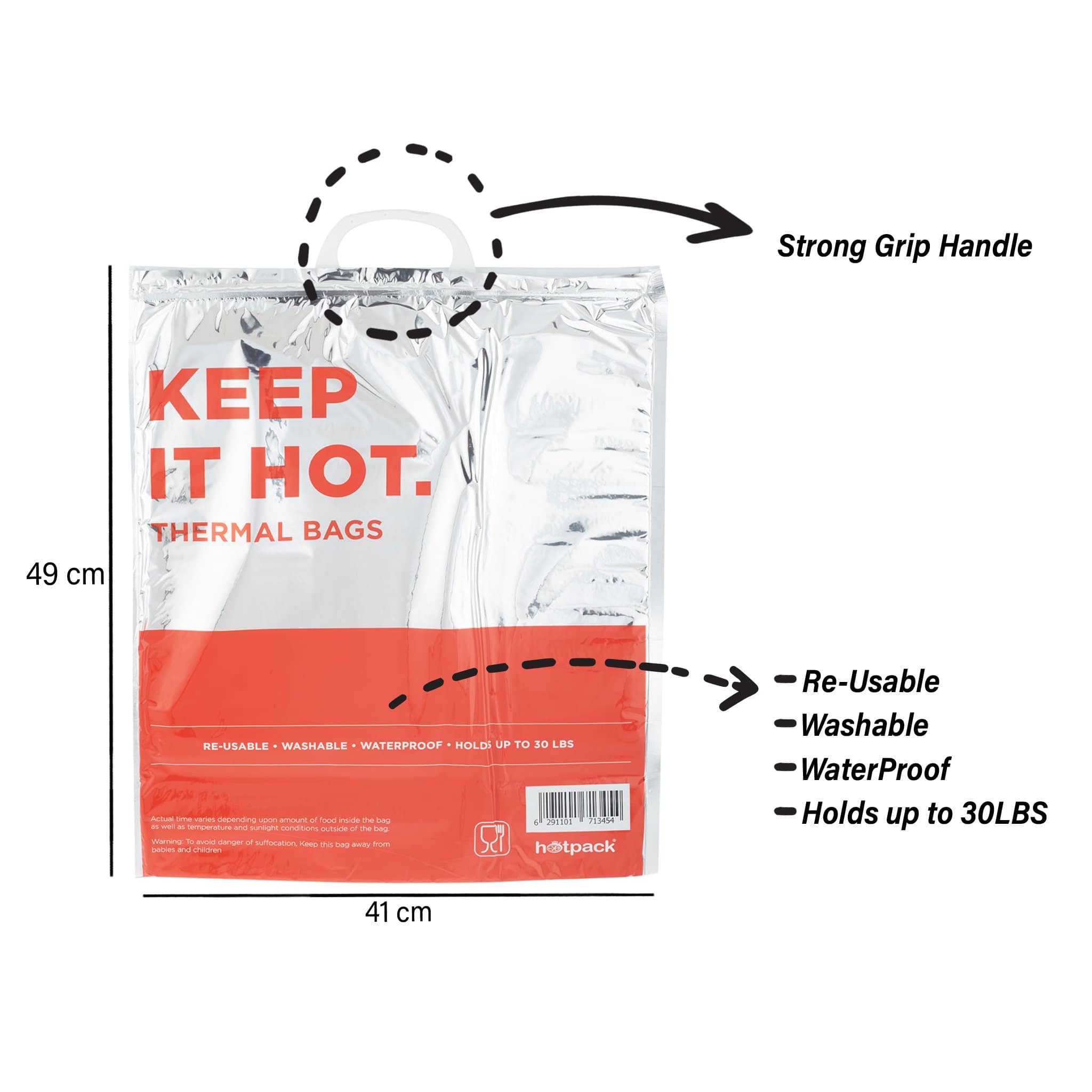 Thermal Bag With Handle 41x49 CM 10 Pieces - Hotpack Oman