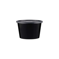 Black Round Microwavable Container 525ml - Hotpack Oman