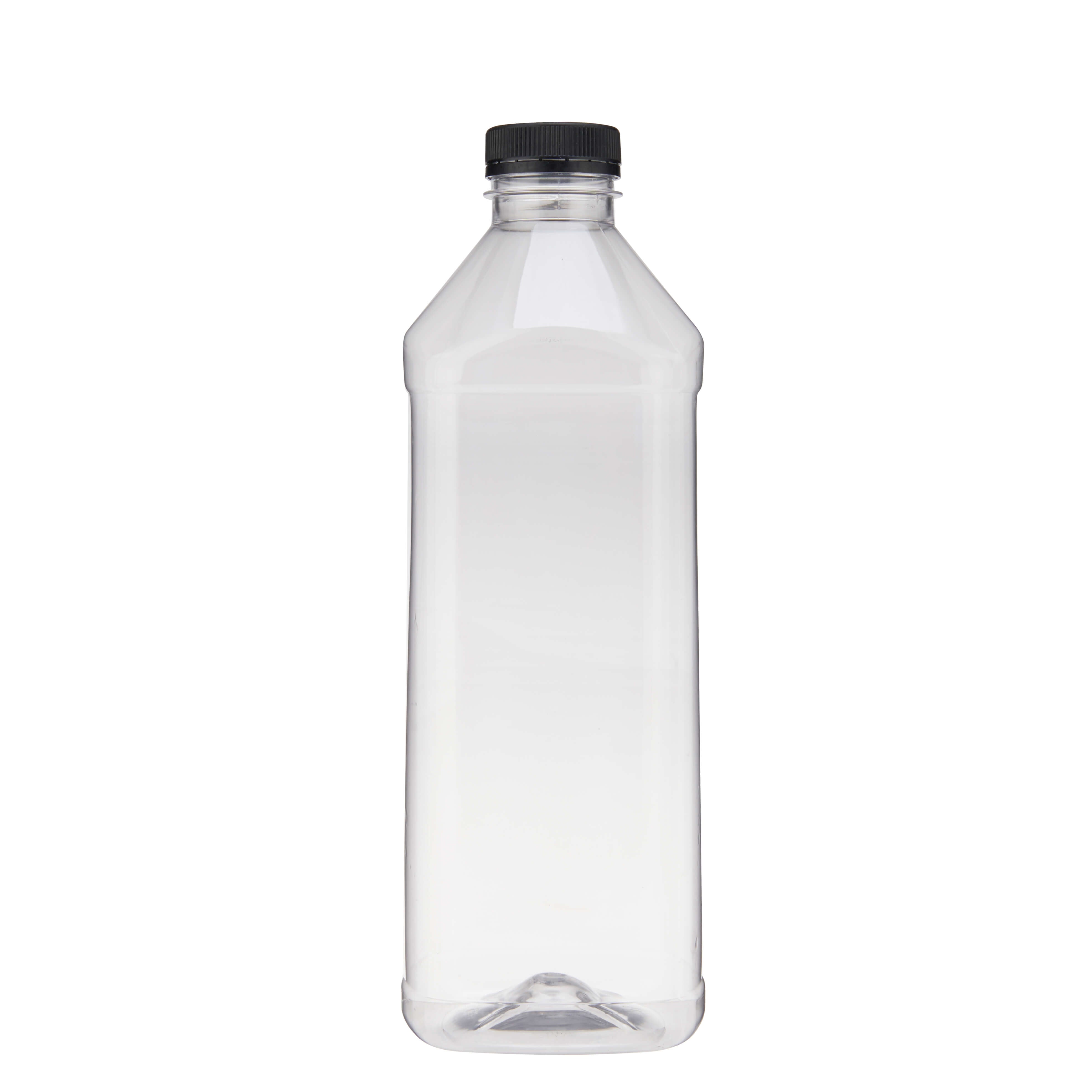 Plastic Square Bottle with Black Cap 1500ml / 1.5 Litre - Hotpack Oman