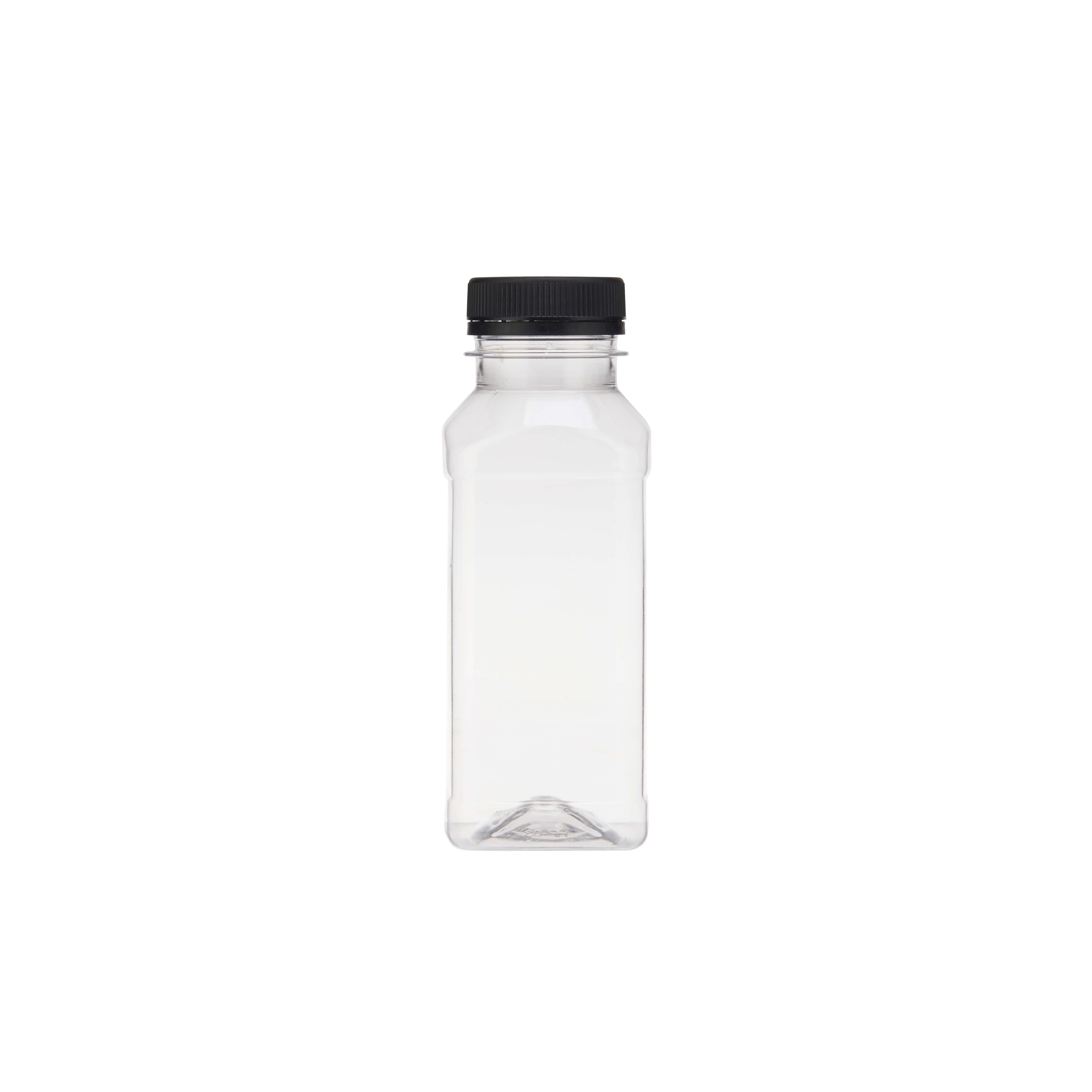 Plastic Square Bottle with Black Cap 250ml - Hotpack Oman