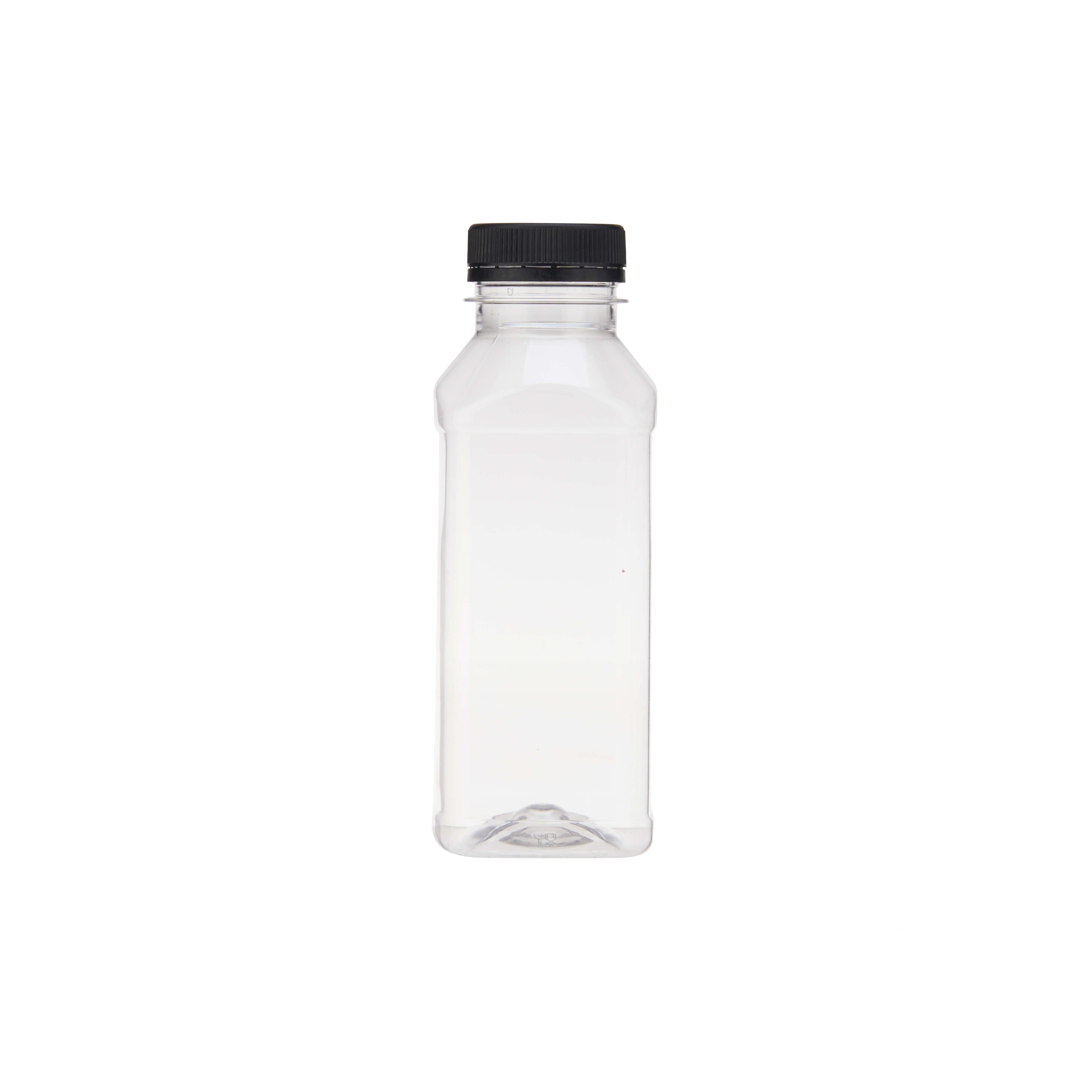 Plastic Square Bottle with Black Cap 330ml - Hotpack Oman