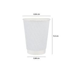 12 Oz White Ripple Paper Cup With Lid 10 Pieces - Hotpack UAE