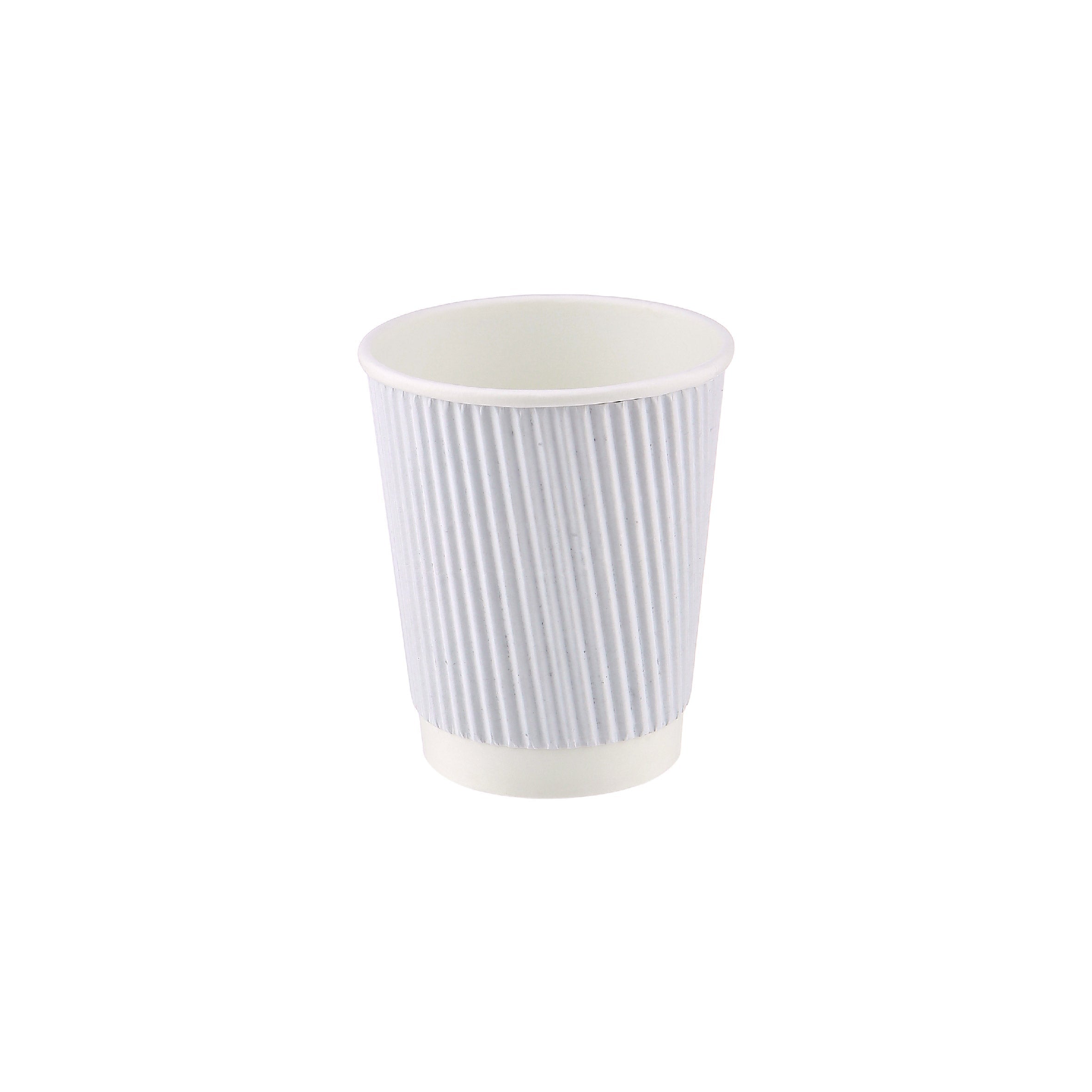 8 Oz White Ripple Paper Cup With Lid 10 Pieces - Hotpack UAE