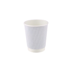 8 Oz White Ripple Paper Cup With Lid 10 Pieces - Hotpack UAE