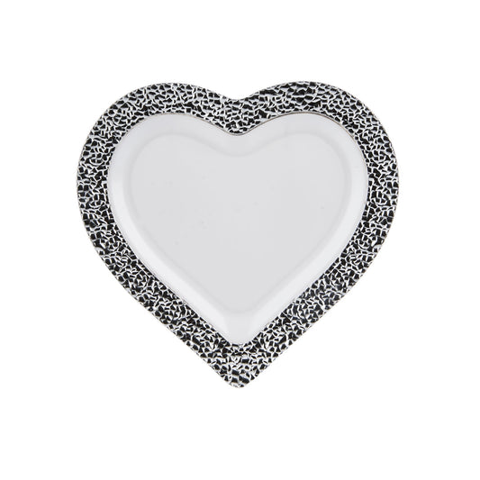 Premium Design Heart Plate with Silver Rim 10 Pieces - Hotpack Oman