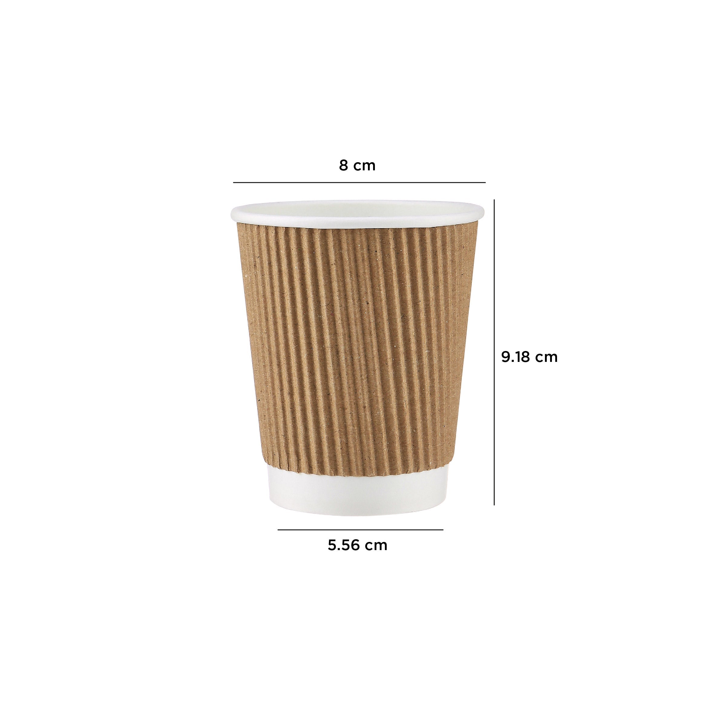 8 Oz Kraft Ripple Paper Cup With Lid 10 Pieces - Hotpack UAE